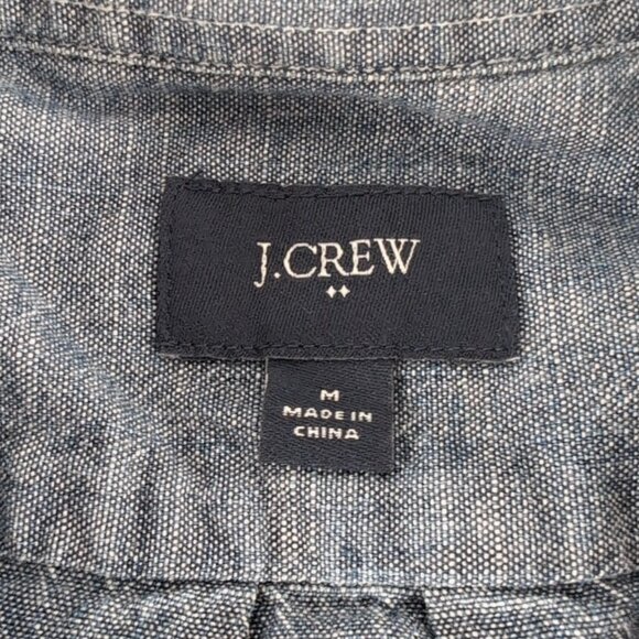 J.Crew Men's Blue Short Sleeve Button Up Shirt Chest Pocket/Collar, Medium - Picture 3 of 6